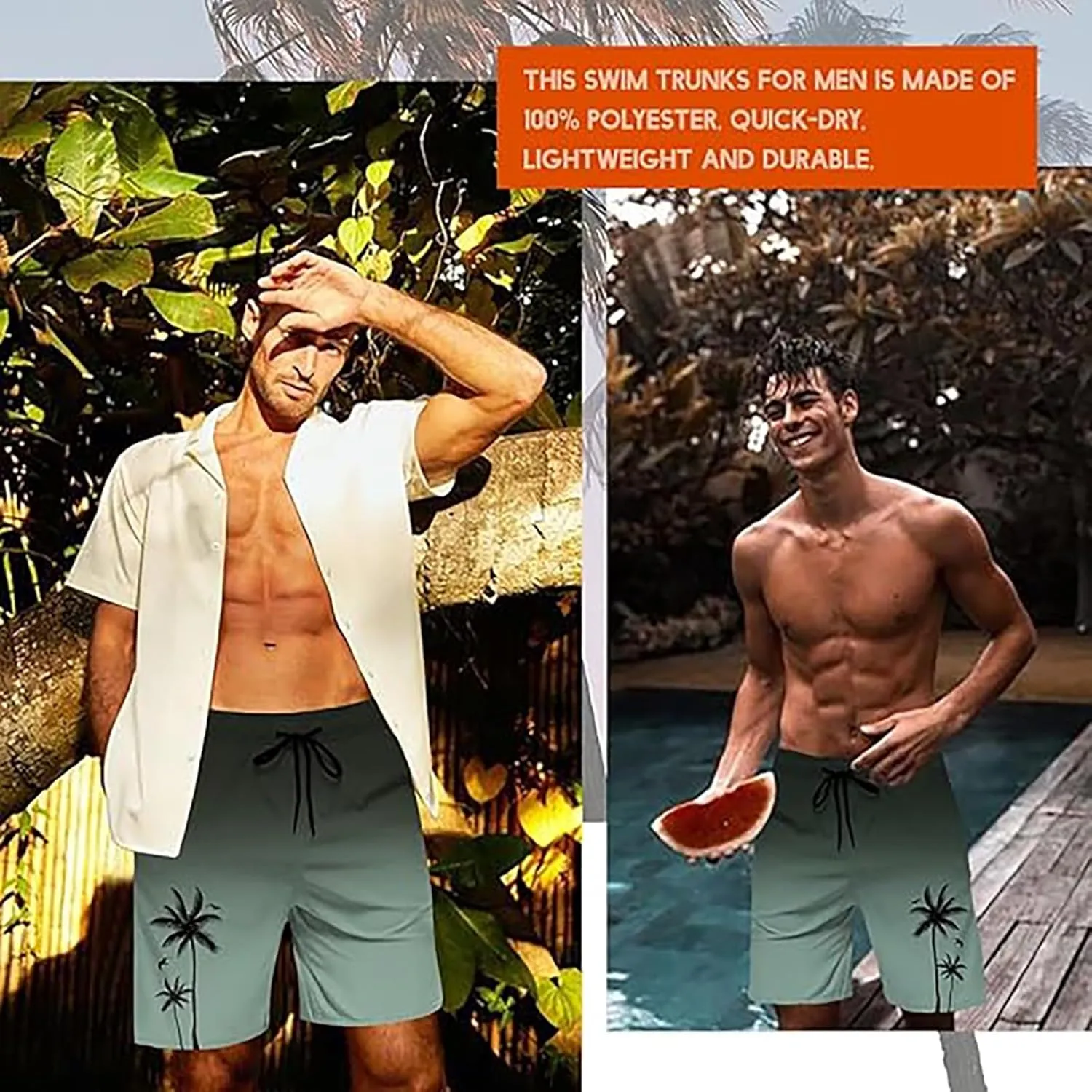 Men's Swim Trunks Quick Dry Board Shorts with Side Pockets and Mesh Lining Hawaii Beach Shorts Swimwear Bathing Suits 2025