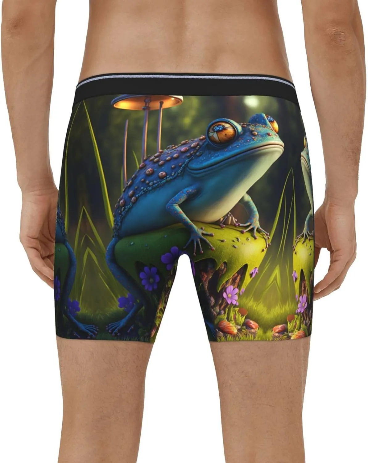 Mens Underwear Boxer Briefs - Soft Breathable Cute Blue Frog Men Underwear Boxer Briefs