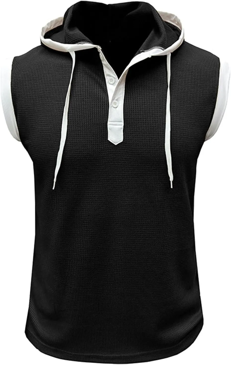 Mens Waffle Tank Tops Hoodie Shirts Sleeveless Gym Hoodies Bodybuilding Muscle Shirts Casual Beach Hippie Shirts