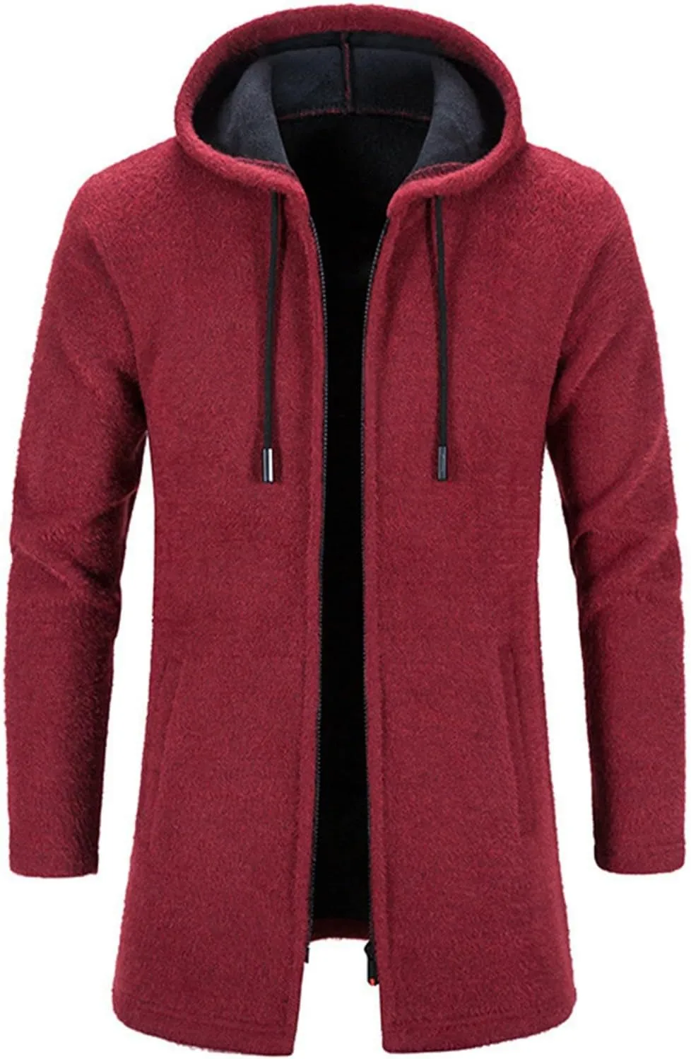 Men's Wool Blend Trench Coat Hooded Long Jackets Plsu Size Thermal Causal Smart Business Coat Warm Winter Overcoat