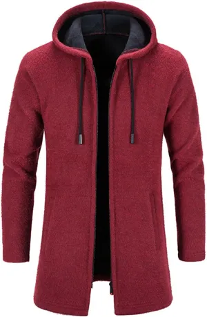 Men's Wool Blend Trench Coat Hooded Long Jackets Plsu Size Thermal Causal Smart Business Coat Warm Winter Overcoat