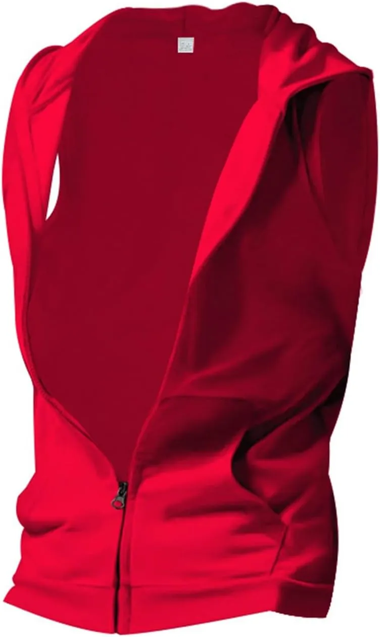 Mens Workout Hooded Tank Top Muscle Cut Off Zip Up Sleeveless Gym Shirt Loose Bodybuilding Fitness Hoodie with Pocket
