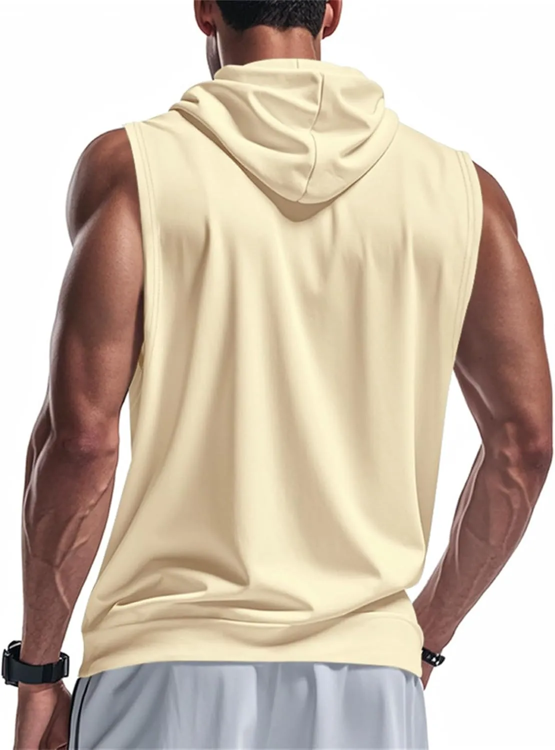 Mens Workout Hooded Tank Top Muscle Cut Off Zip Up Sleeveless Gym Shirt Loose Bodybuilding Fitness Hoodie with Pocket