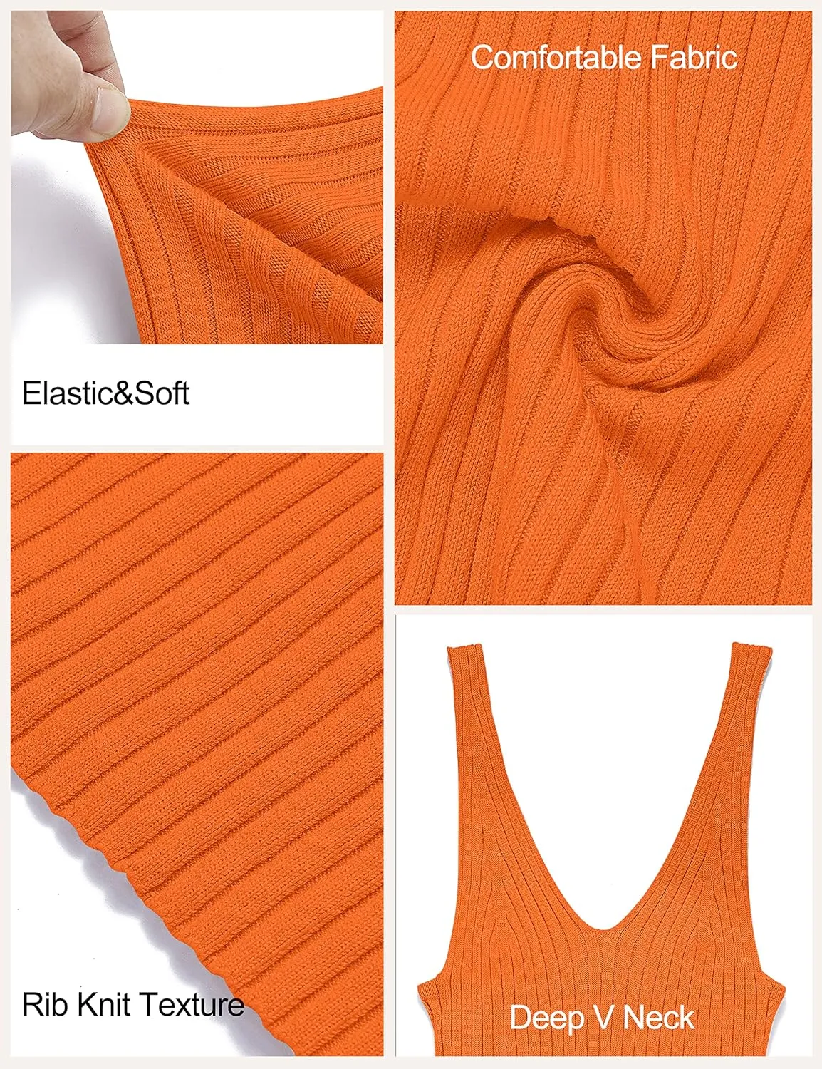 MEROKEETY Womens 2025 Summer Spring V Neck Knit Midi Dress Bodycon Casual Sleeveless Ribbed Sweater Dresses