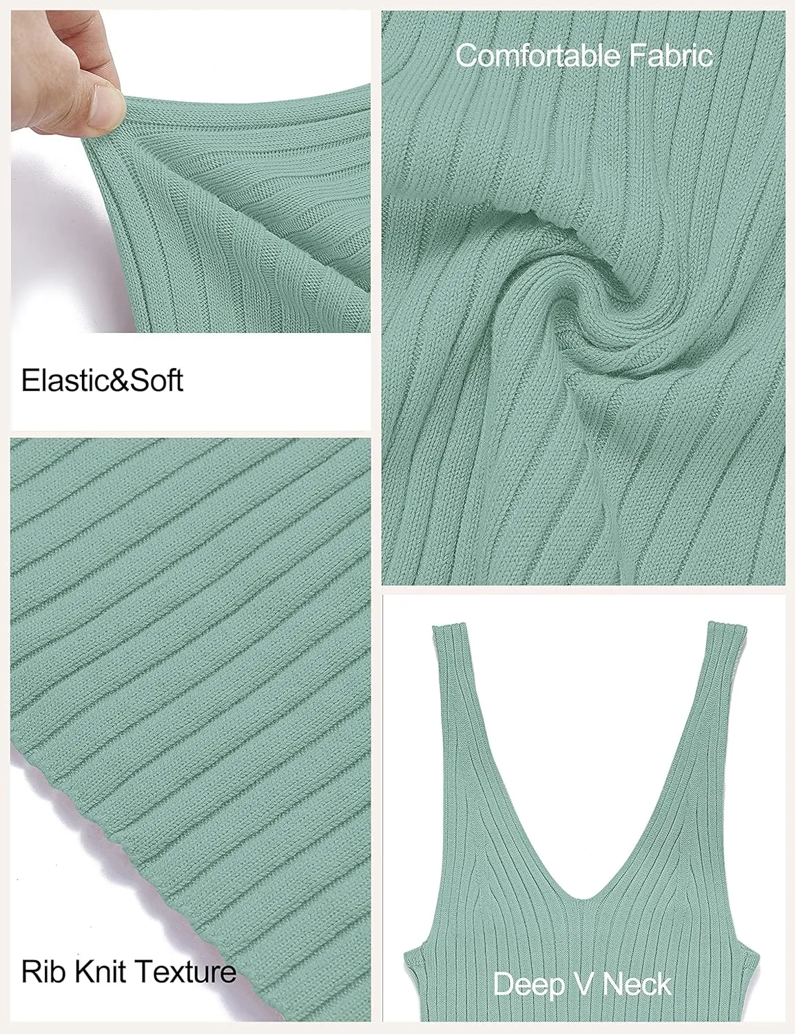 MEROKEETY Womens 2025 Summer Spring V Neck Knit Midi Dress Bodycon Casual Sleeveless Ribbed Sweater Dresses