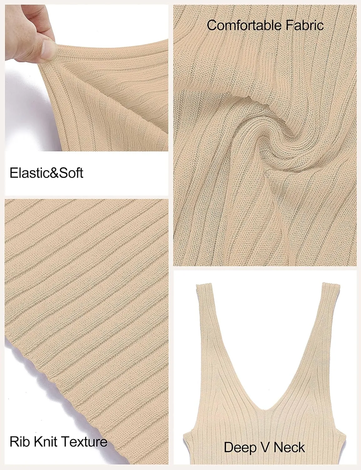 MEROKEETY Womens 2025 Summer Spring V Neck Knit Midi Dress Bodycon Casual Sleeveless Ribbed Sweater Dresses
