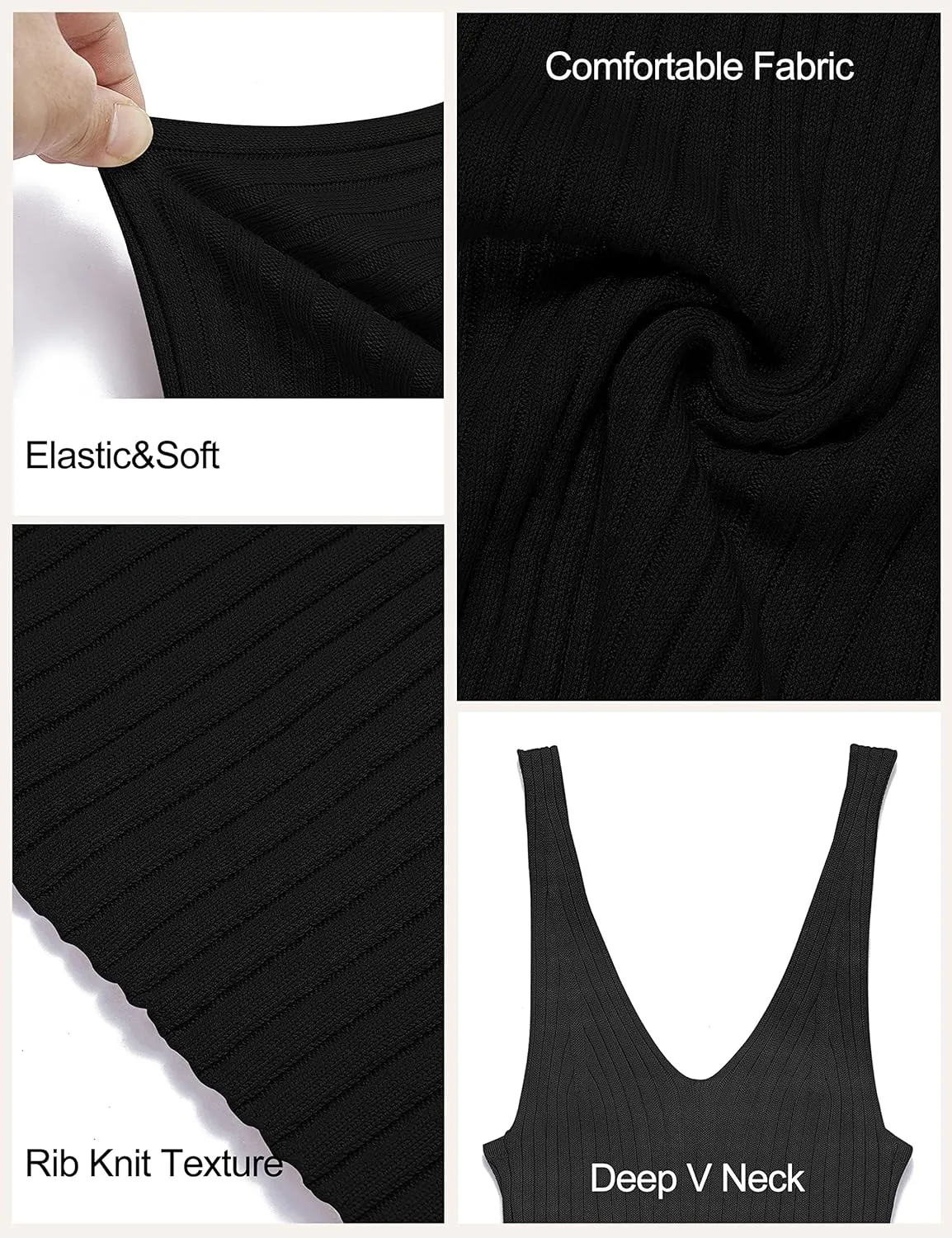MEROKEETY Womens 2025 Summer Spring V Neck Knit Midi Dress Bodycon Casual Sleeveless Ribbed Sweater Dresses