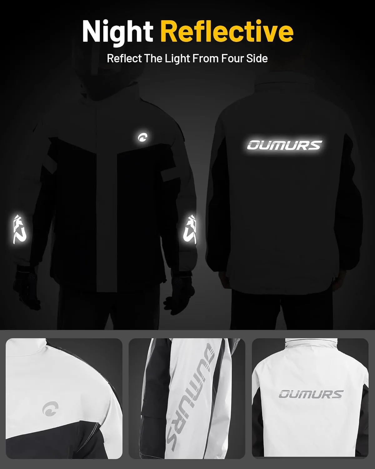 Motorcycle Rain Gear For Men & Women Waterproof Rain Suit Reflective Breathable Lightweight 2 Pieces Rainwear