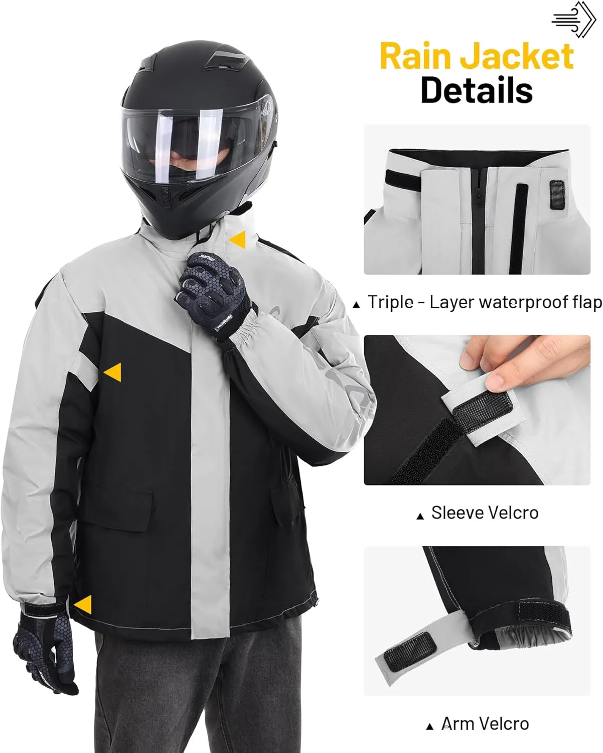 Motorcycle Rain Gear For Men & Women Waterproof Rain Suit Reflective Breathable Lightweight 2 Pieces Rainwear