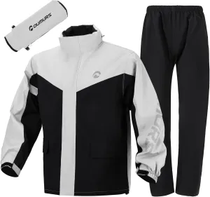 Motorcycle Rain Gear For Men & Women Waterproof Rain Suit Reflective Breathable Lightweight 2 Pieces Rainwear