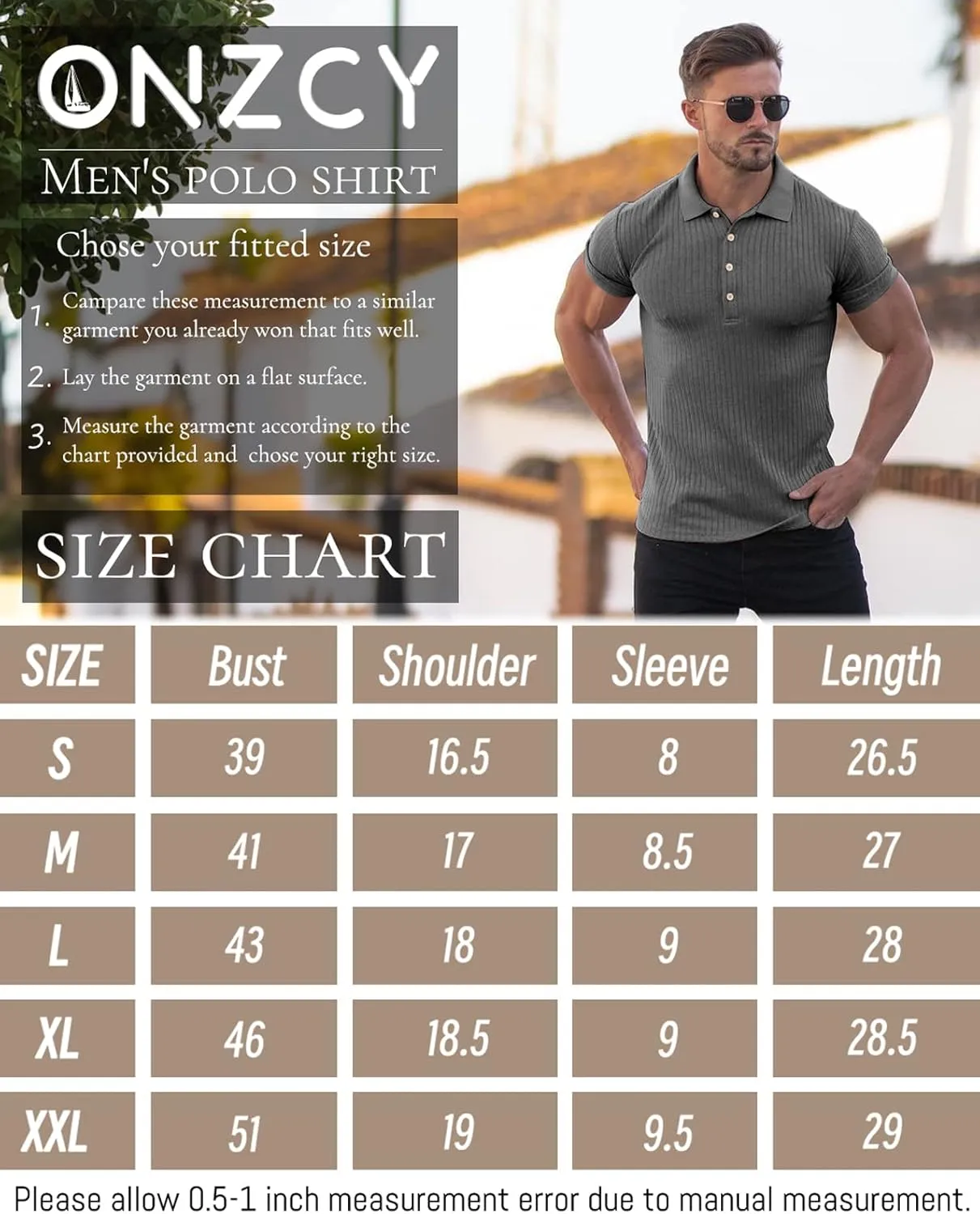 Muscle Polo Shirts for Men Short Sleeve Slim Fit Golf Shirts for Men Casual Dry Fit T Shirts Ribbed Knit Bowling Shirts