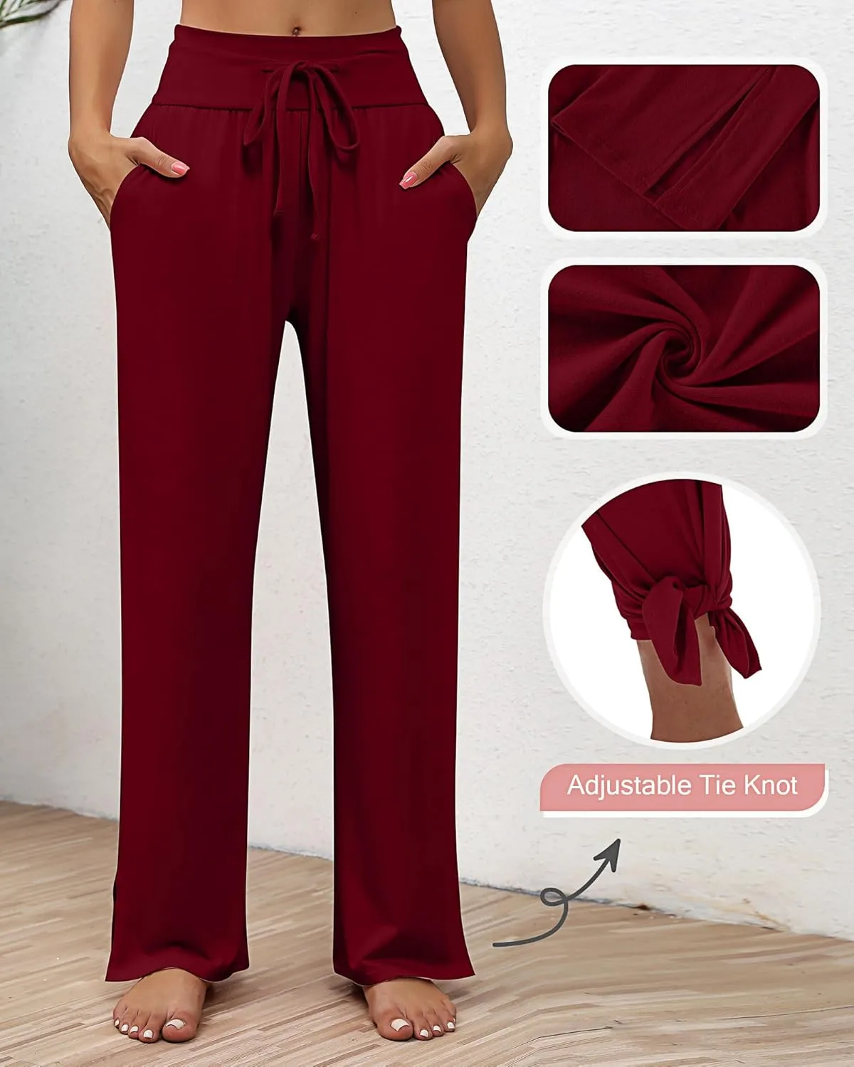 Neer 3 Pack Women's Lounge Pants Wide Leg Yoga Sweatpants with Pockets High Waisted Drawstring Lounge Loose Workout Jogger