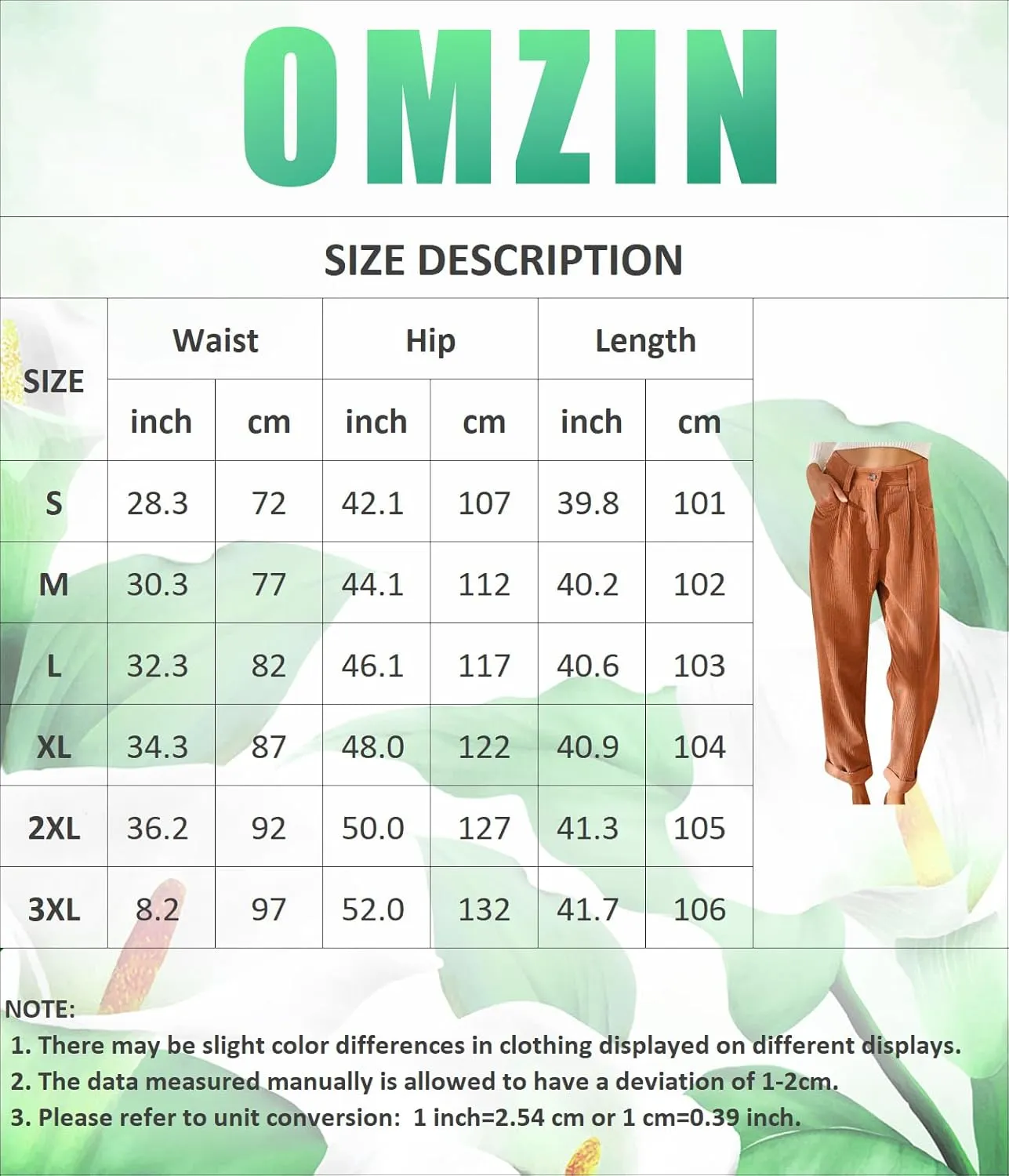 OMZIN Women's Classic Vintage Fitted Trousers Straight Leg Business Pants High Waisted Loose Trousers