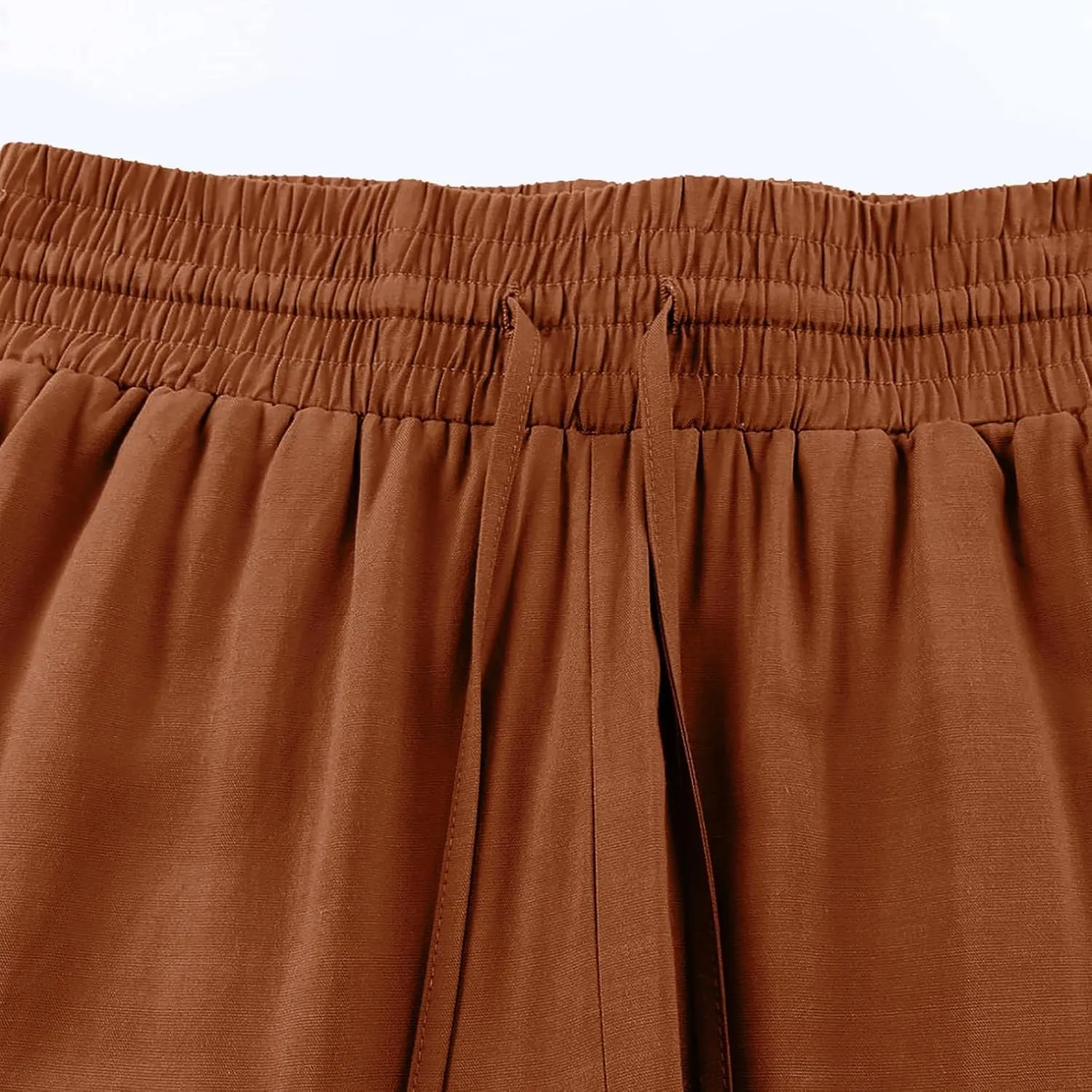 Pants for Women Loose Drawstring Elastic Waist Palazzo Pants Flowy Wide Leg Pant Casual Straight Leg Trousers for Beach