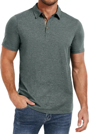 PEGENO Mens Polo Shirts Short Sleeve Casual Cotton Golf Shirts Performance Polo Shirts for Men