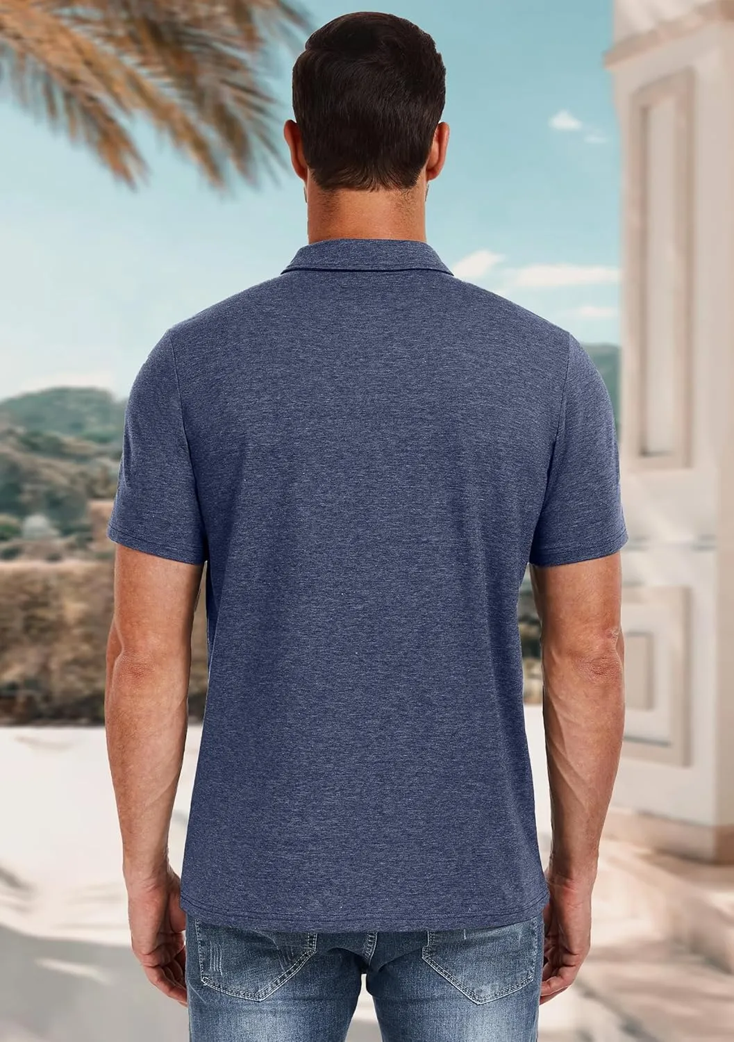 PEGENO Mens Polo Shirts Short Sleeve Casual Cotton Golf Shirts Performance Polo Shirts for Men