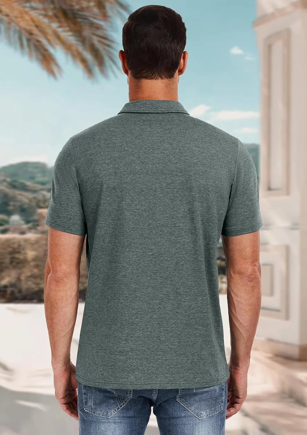 PEGENO Mens Polo Shirts Short Sleeve Casual Cotton Golf Shirts Performance Polo Shirts for Men