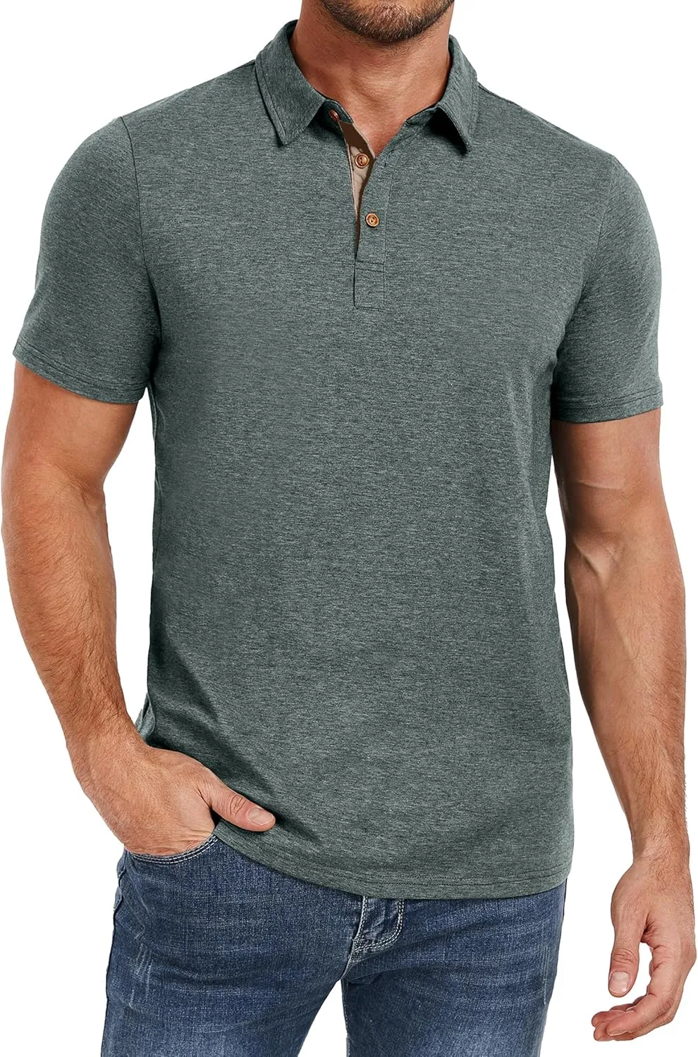PEGENO Mens Polo Shirts Short Sleeve Casual Cotton Golf Shirts Performance Polo Shirts for Men