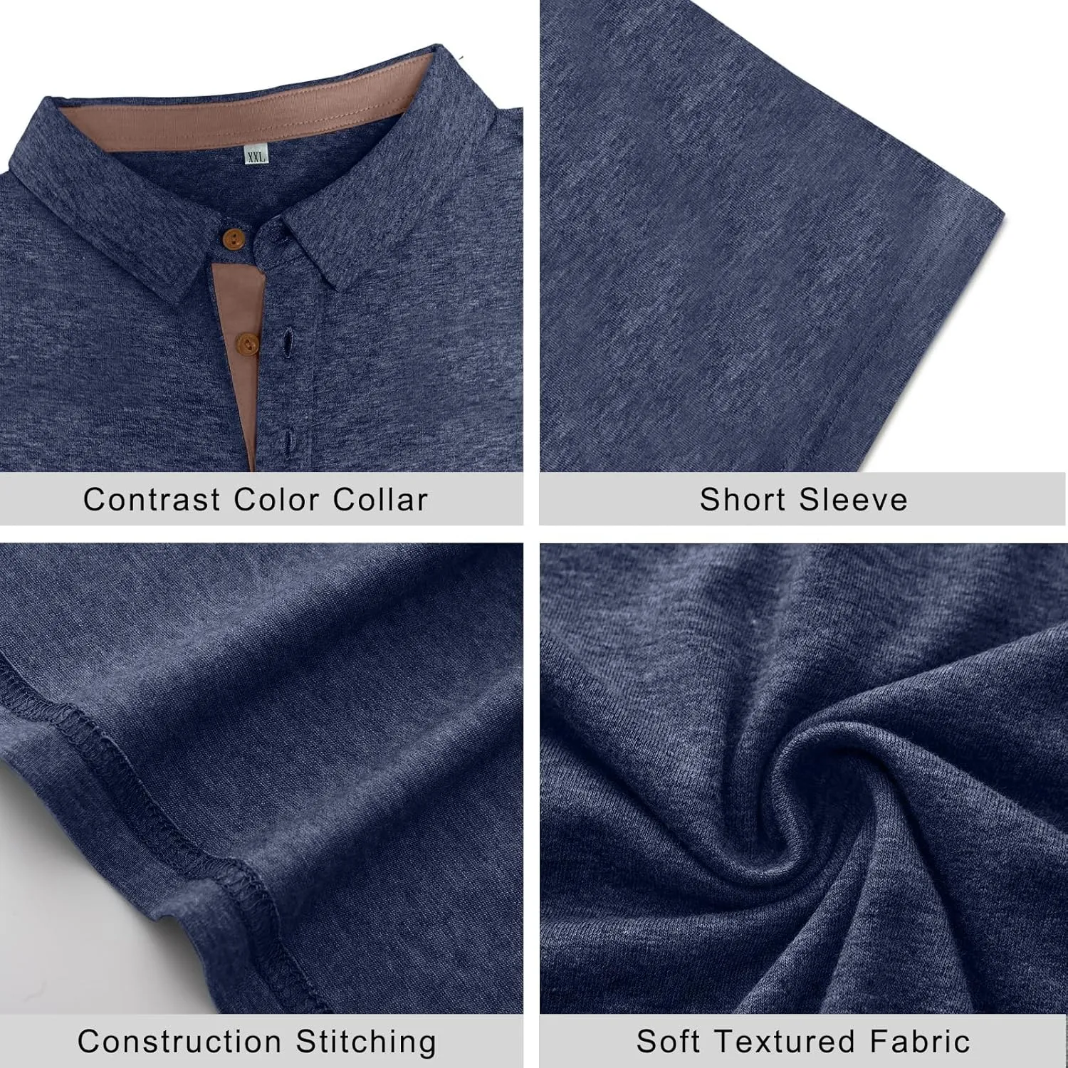 PEGENO Mens Polo Shirts Short Sleeve Casual Cotton Golf Shirts Performance Polo Shirts for Men