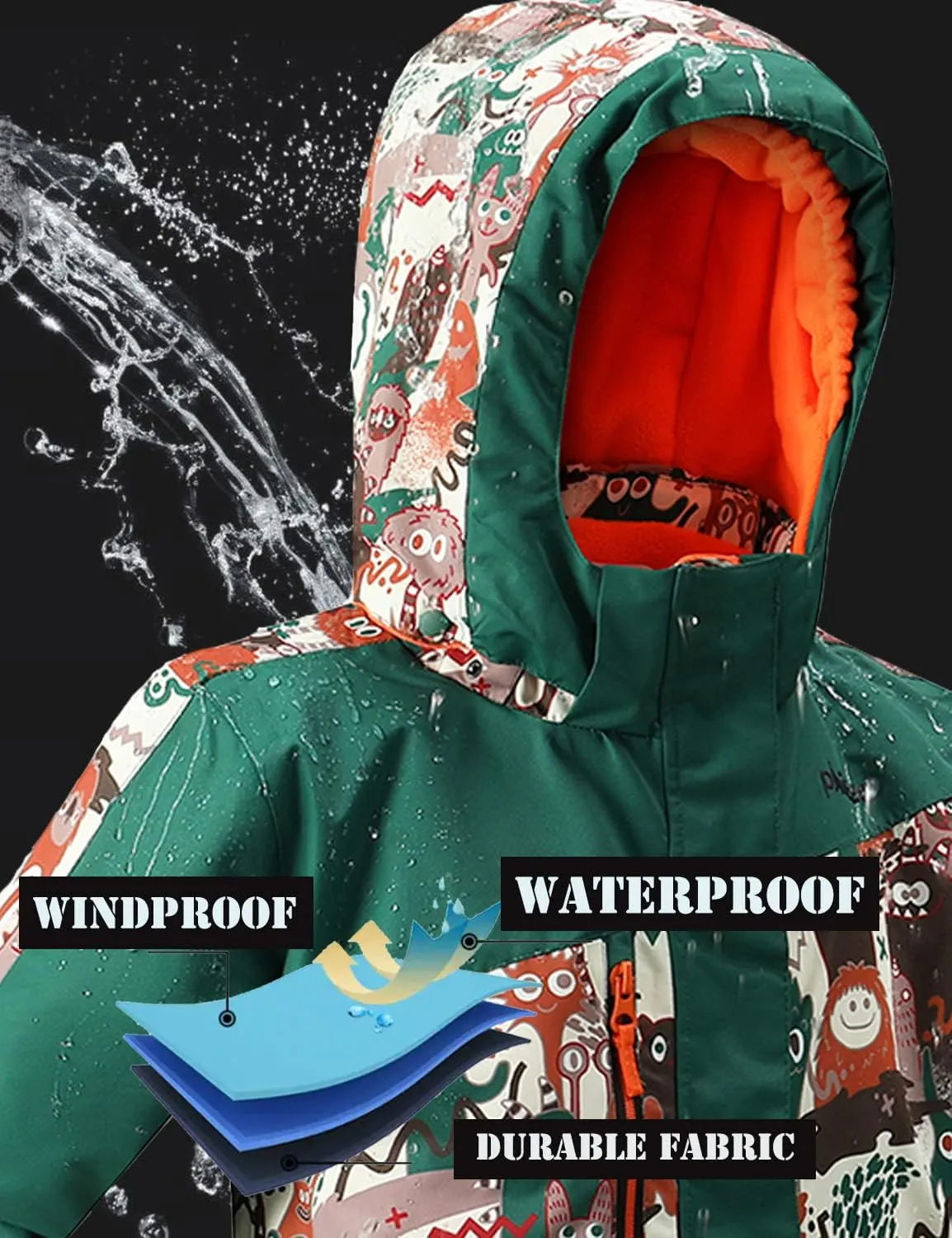 PHIBEE Big Boy's Waterproof Breathable Snowboard Ski Jacket