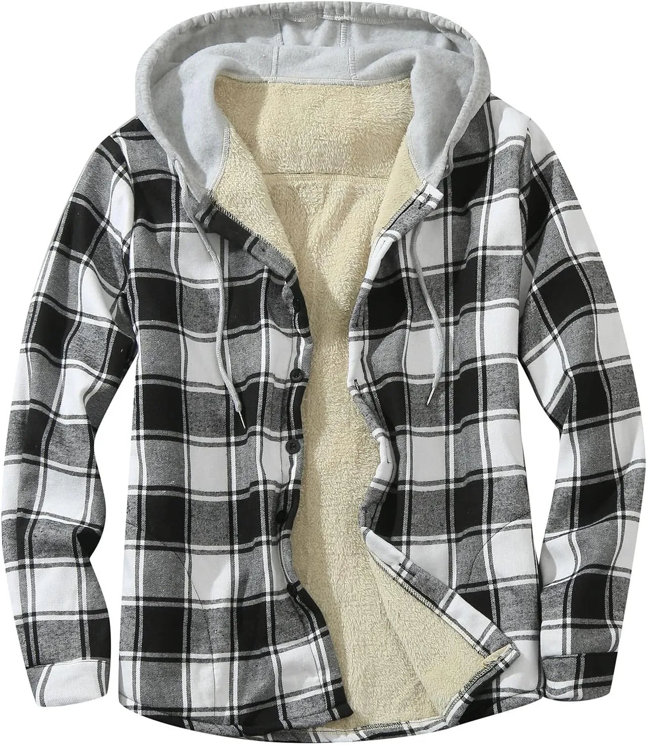 Plaid Hoodies Jackets for Men Loose Long Sleeve Fitted Button Down Lightweight Lined Button Down Padded Jackets Color