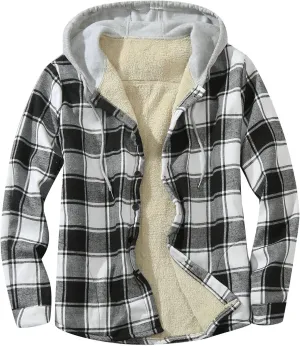 Plaid Hoodies Jackets for Men Loose Long Sleeve Fitted Button Down Lightweight Lined Button Down Padded Jackets Color