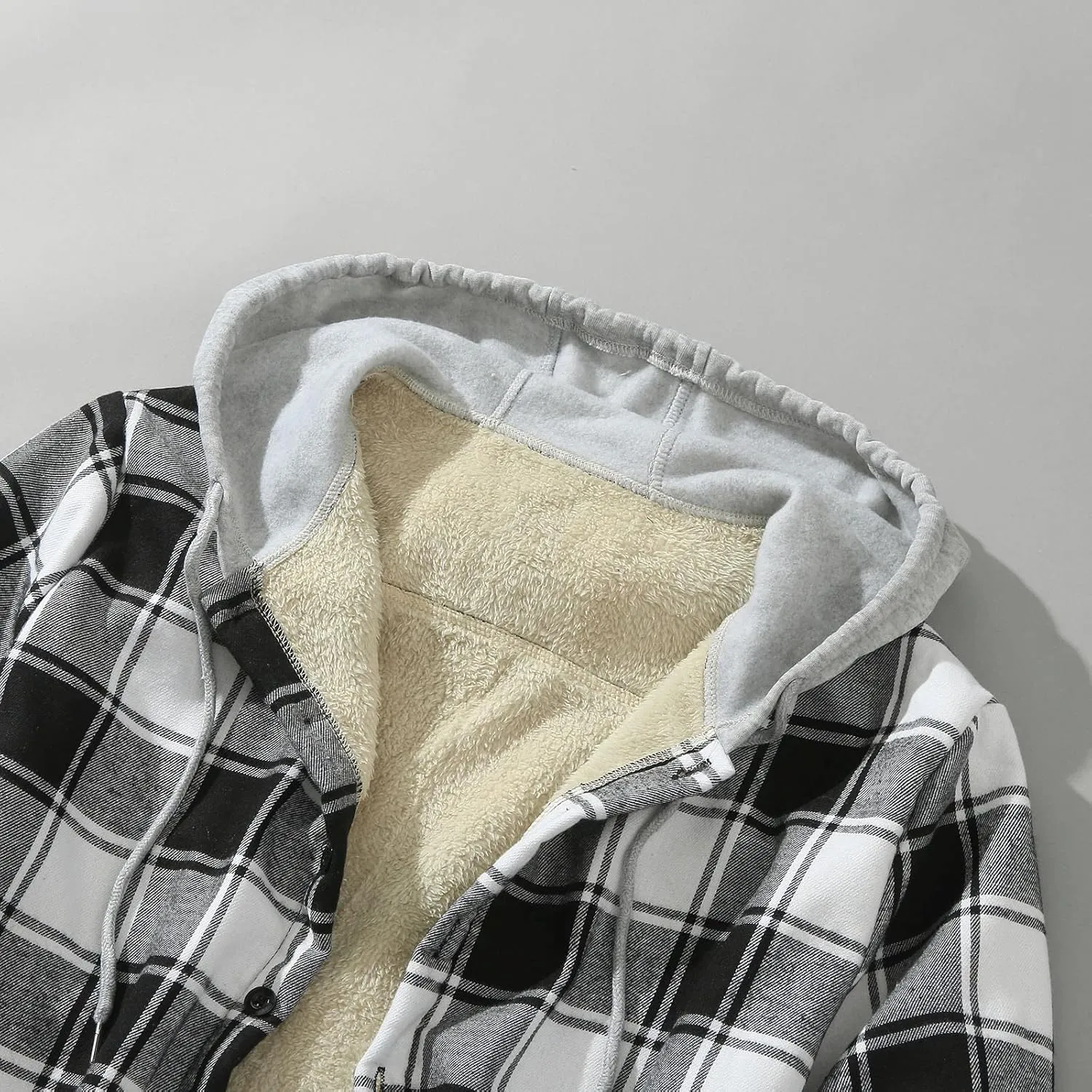 Plaid Hoodies Jackets for Men Loose Long Sleeve Fitted Button Down Lightweight Lined Button Down Padded Jackets Color
