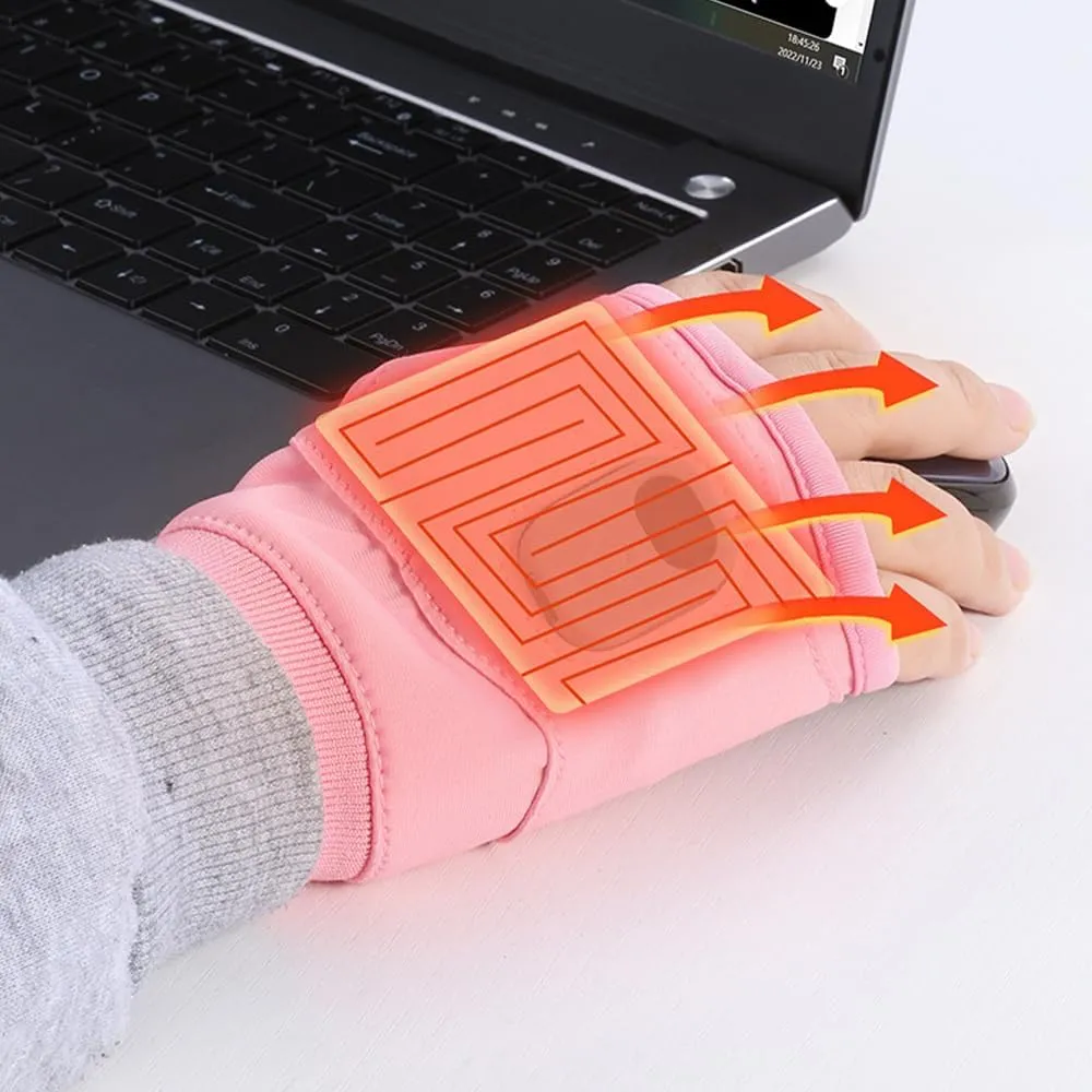 Portable Heating Gloves with Digital Display, 2025 New Smart Thermostatic Heated Fingerless Gloves, Rechargeable Adjustable Heating Gloves for Women Winter Electric Hand Warmers