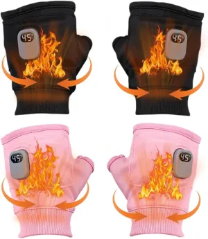 Portable Heating Gloves with Digital Display, 2025 New Smart Thermostatic Heated Fingerless Gloves, Rechargeable Adjustable Heating Gloves for Women Winter Electric Hand Warmers