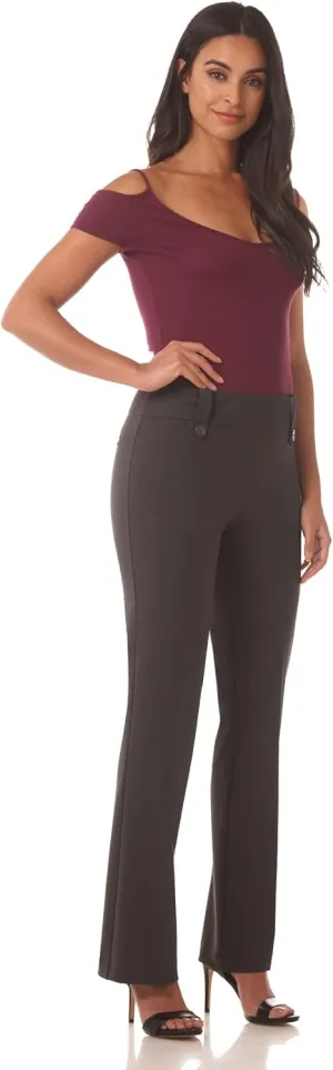 Rekucci Women's Smart Desk to Dinner Stretch Bootcut Pant w/Tummy Control