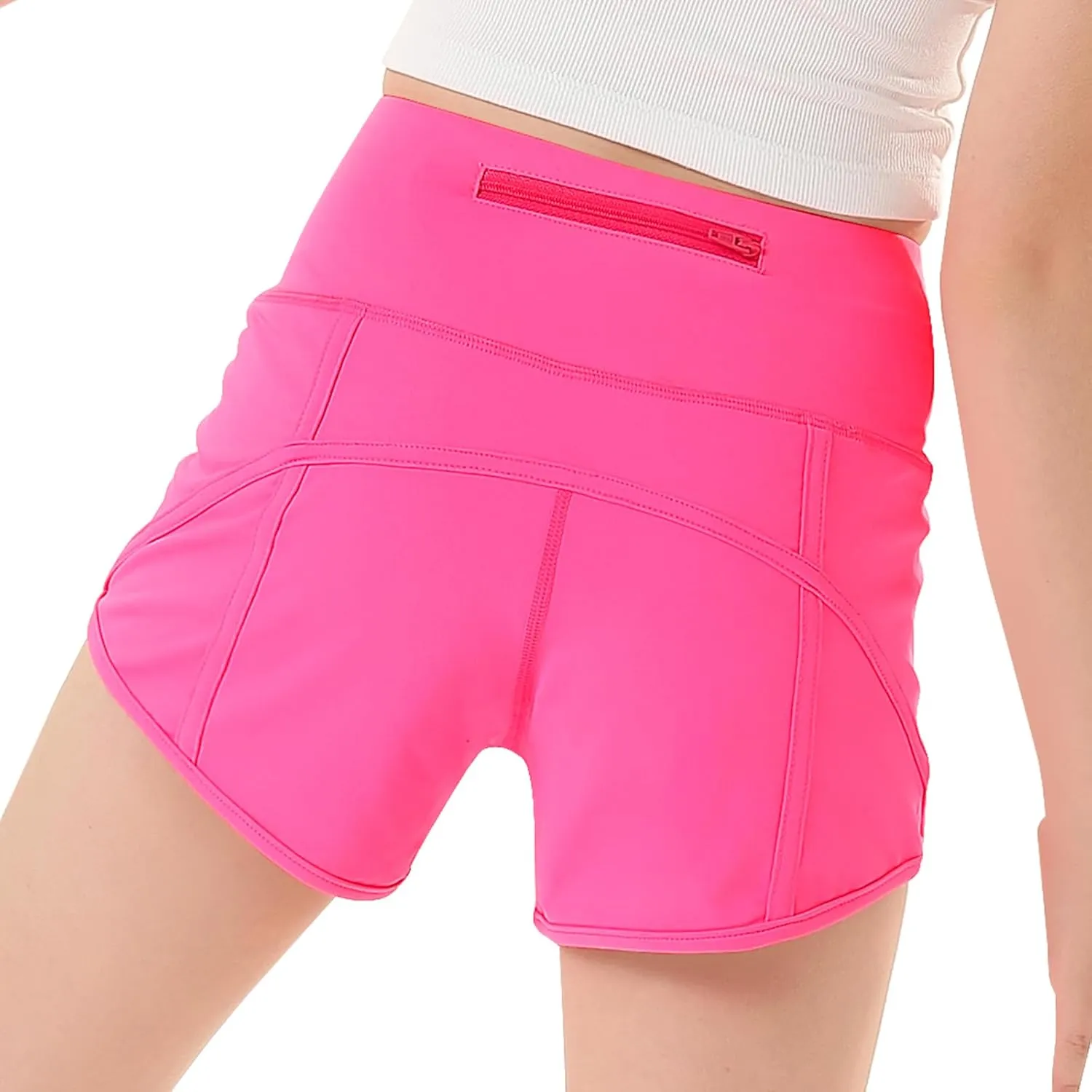 RISSCAN Girls Athletic Running Shorts Teen Girls with Back Zip Pocket Workout Quick Dry Lightweight Active Short for Kids