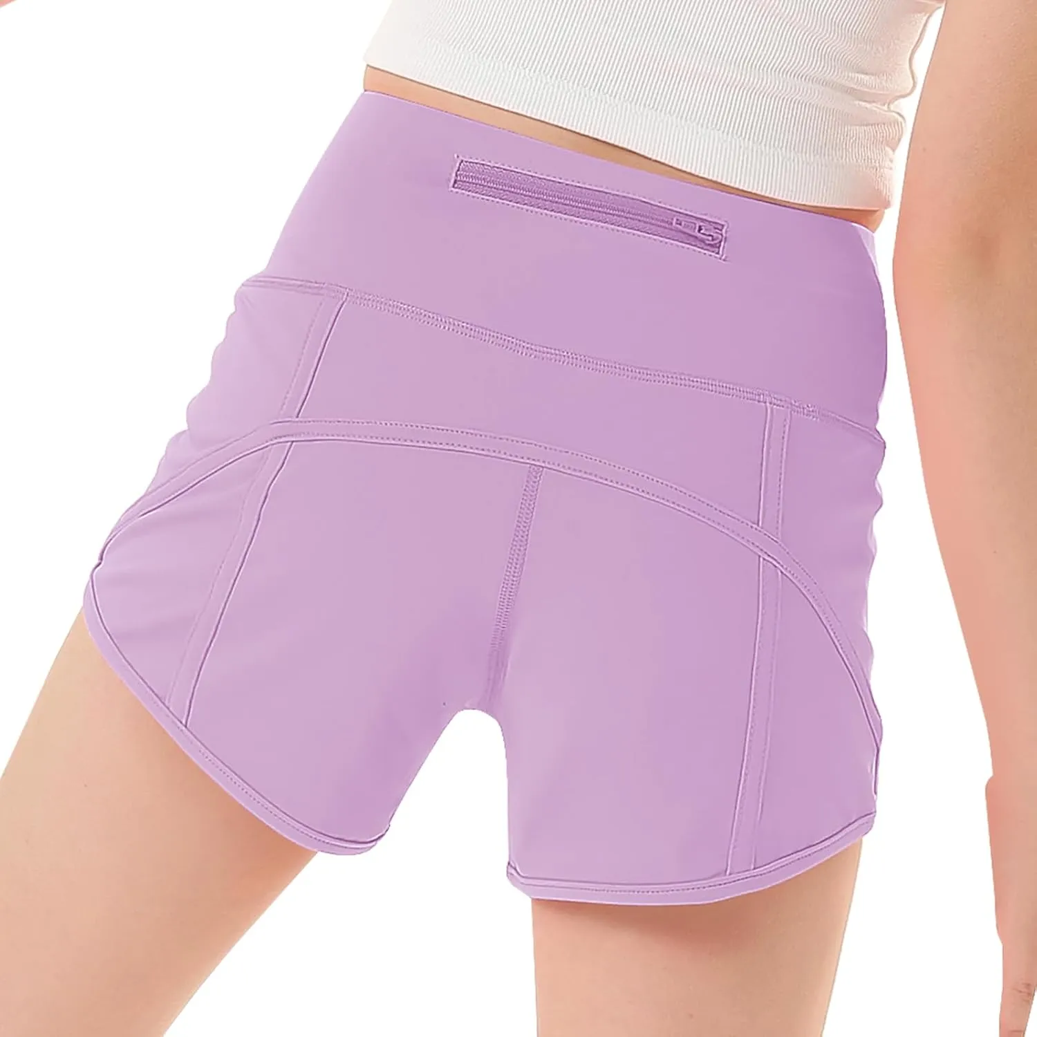 RISSCAN Girls Athletic Running Shorts Teen Girls with Back Zip Pocket Workout Quick Dry Lightweight Active Short for Kids