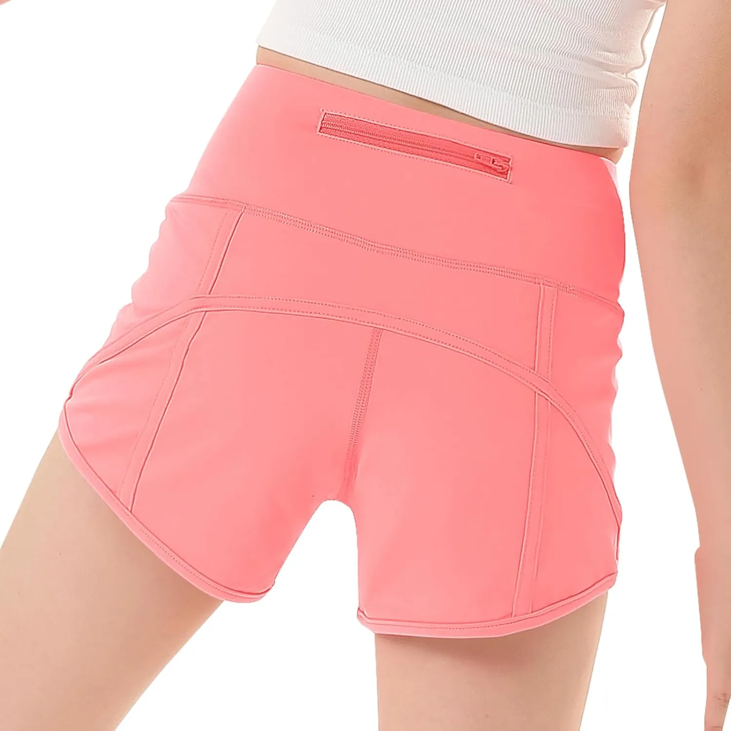 RISSCAN Girls Athletic Running Shorts Teen Girls with Back Zip Pocket Workout Quick Dry Lightweight Active Short for Kids