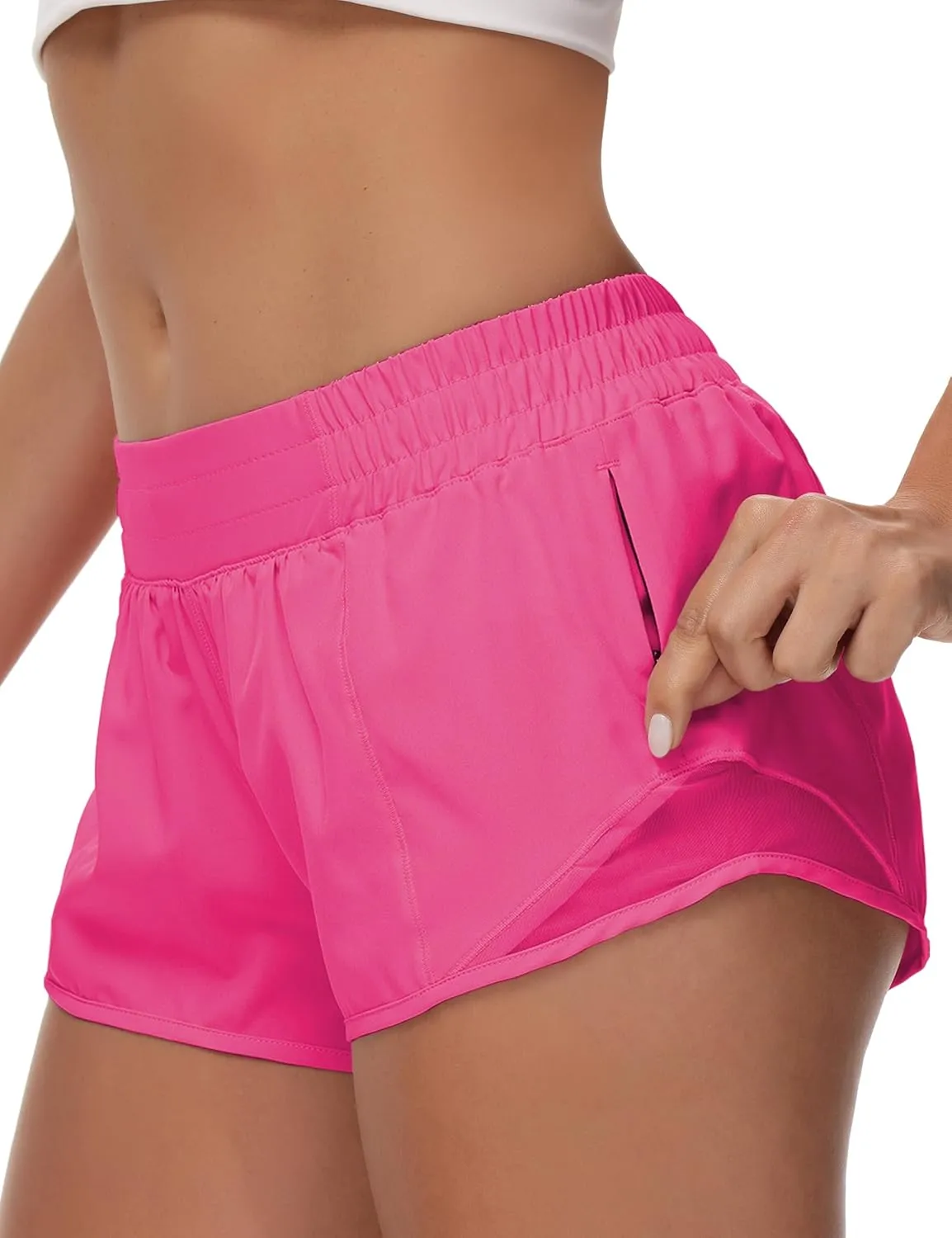 Running Shorts for Women Athletic Shorts Quick-Dry Gym with Zipper Pockets Workout Sports Shorts