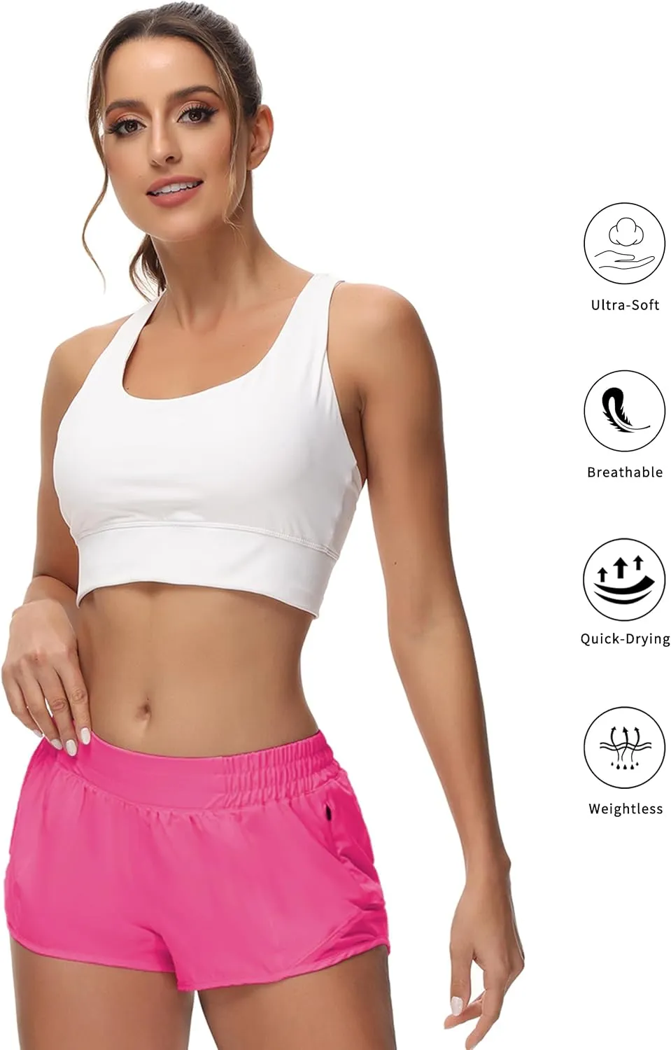 Running Shorts for Women Athletic Shorts Quick-Dry Gym with Zipper Pockets Workout Sports Shorts