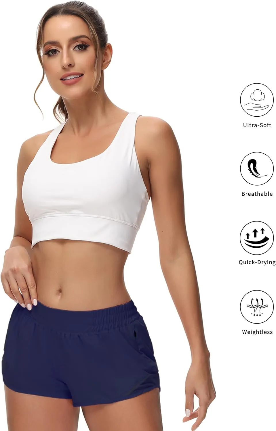 Running Shorts for Women Athletic Shorts Quick-Dry Gym with Zipper Pockets Workout Sports Shorts