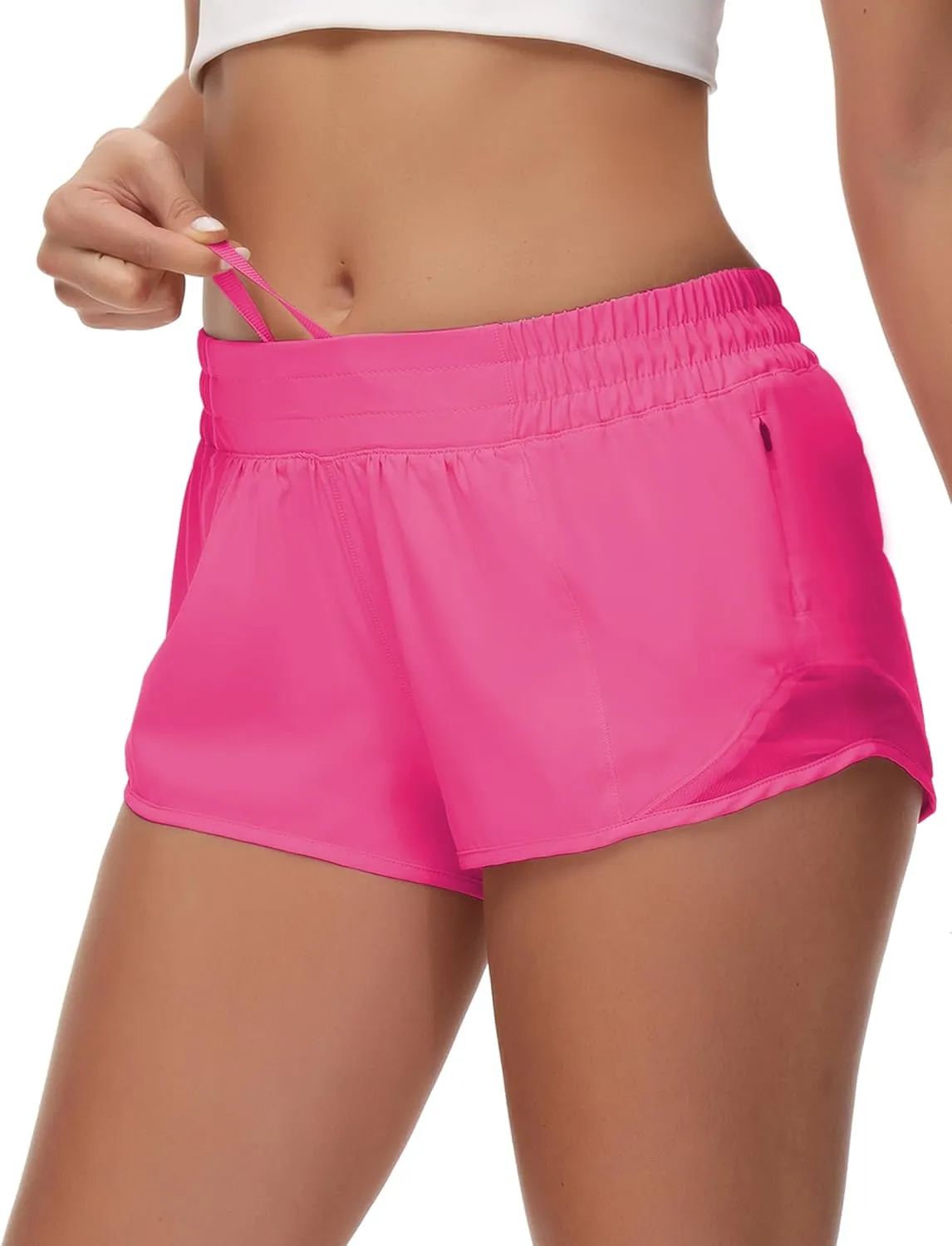 Running Shorts for Women Athletic Shorts Quick-Dry Gym with Zipper Pockets Workout Sports Shorts