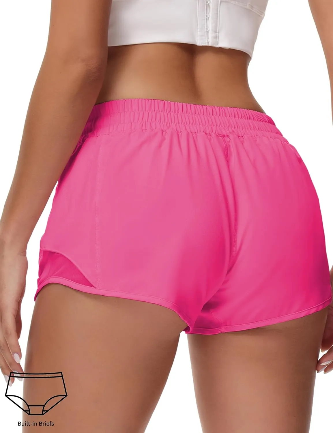 Running Shorts for Women Athletic Shorts Quick-Dry Gym with Zipper Pockets Workout Sports Shorts
