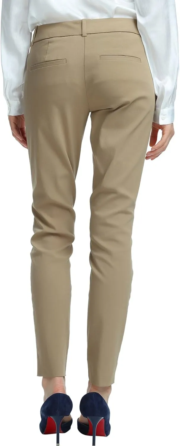 SATINATO Women's Straight Pants Stretch Slim Skinny Solid Trousers Casual Business Office