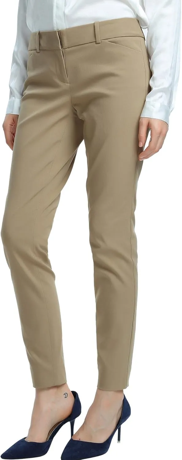 SATINATO Women's Straight Pants Stretch Slim Skinny Solid Trousers Casual Business Office