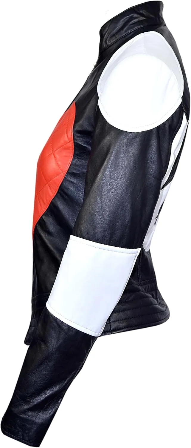 Smart Range Women's Kylie Heart Time Bomb Biker Motorcycle Leather Jacket 1067