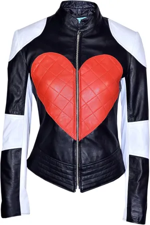 Smart Range Women's Kylie Heart Time Bomb Biker Motorcycle Leather Jacket 1067