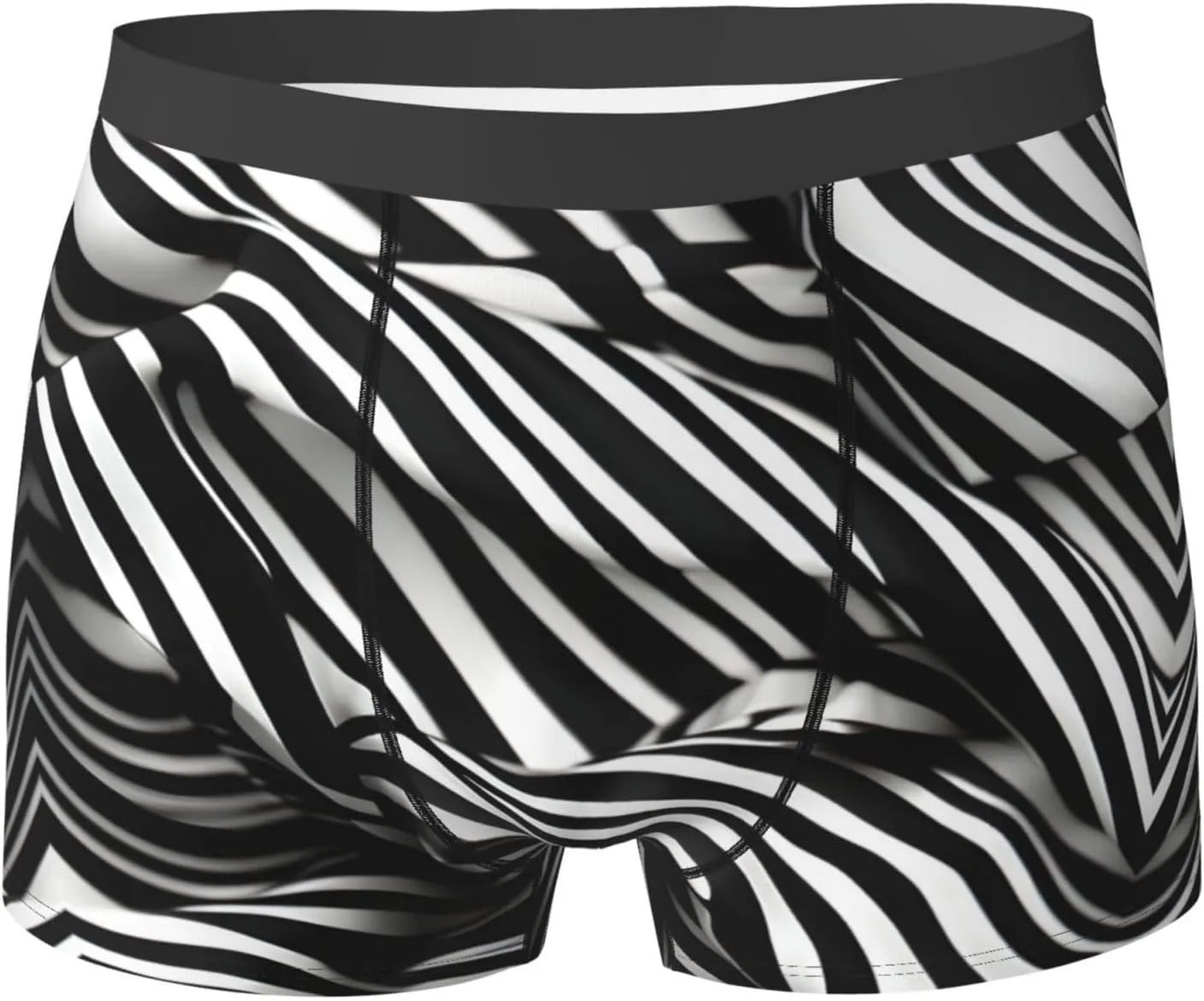 Stripes Black White Print Men'S Boxer Briefs Underwear Trunks Soft Stretch Sport Breathable