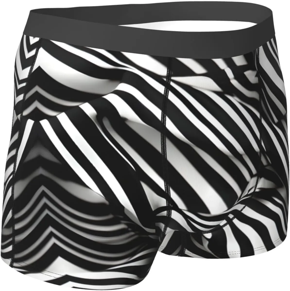 Stripes Black White Print Men'S Boxer Briefs Underwear Trunks Soft Stretch Sport Breathable