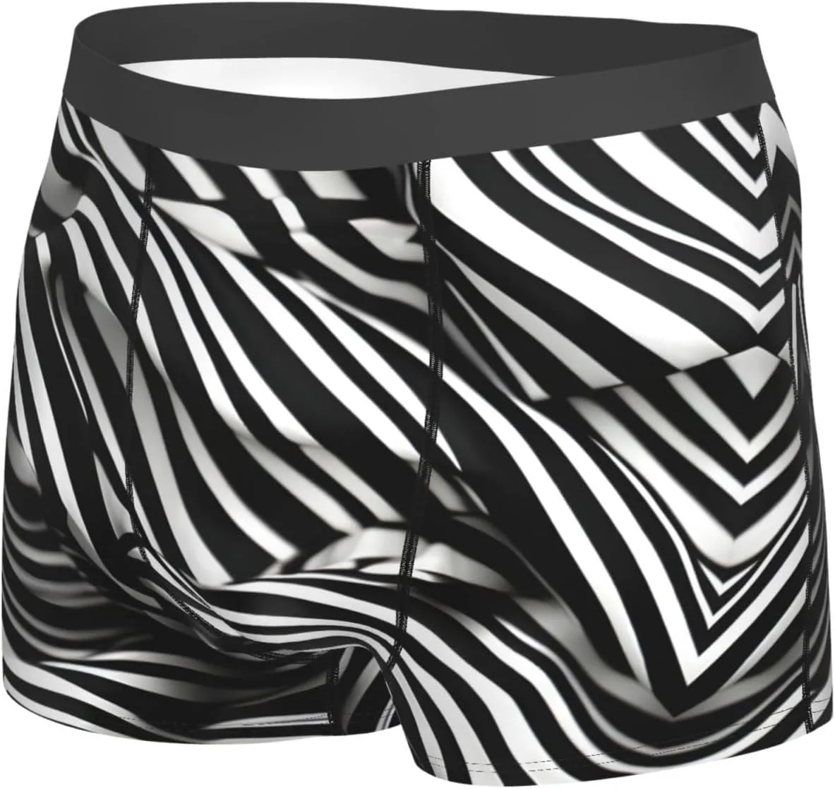 Stripes Black White Print Men'S Boxer Briefs Underwear Trunks Soft Stretch Sport Breathable