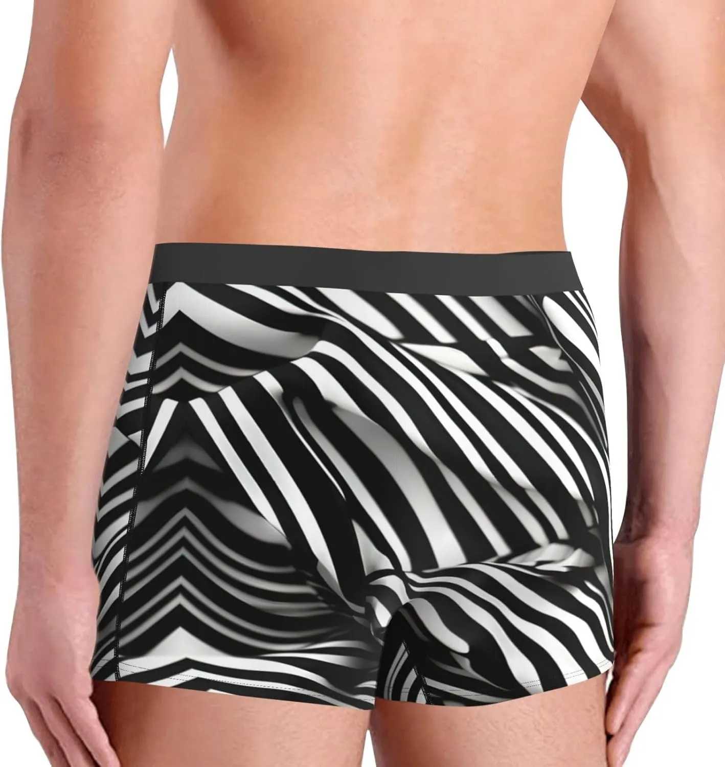 Stripes Black White Print Men'S Boxer Briefs Underwear Trunks Soft Stretch Sport Breathable