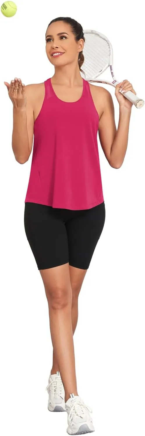TAIPOVE Pima Cotton Racerback Workout Tops for Women Yoga Shirt Mesh Tank Sleeveless Tops for Athletic Running 2 Packs