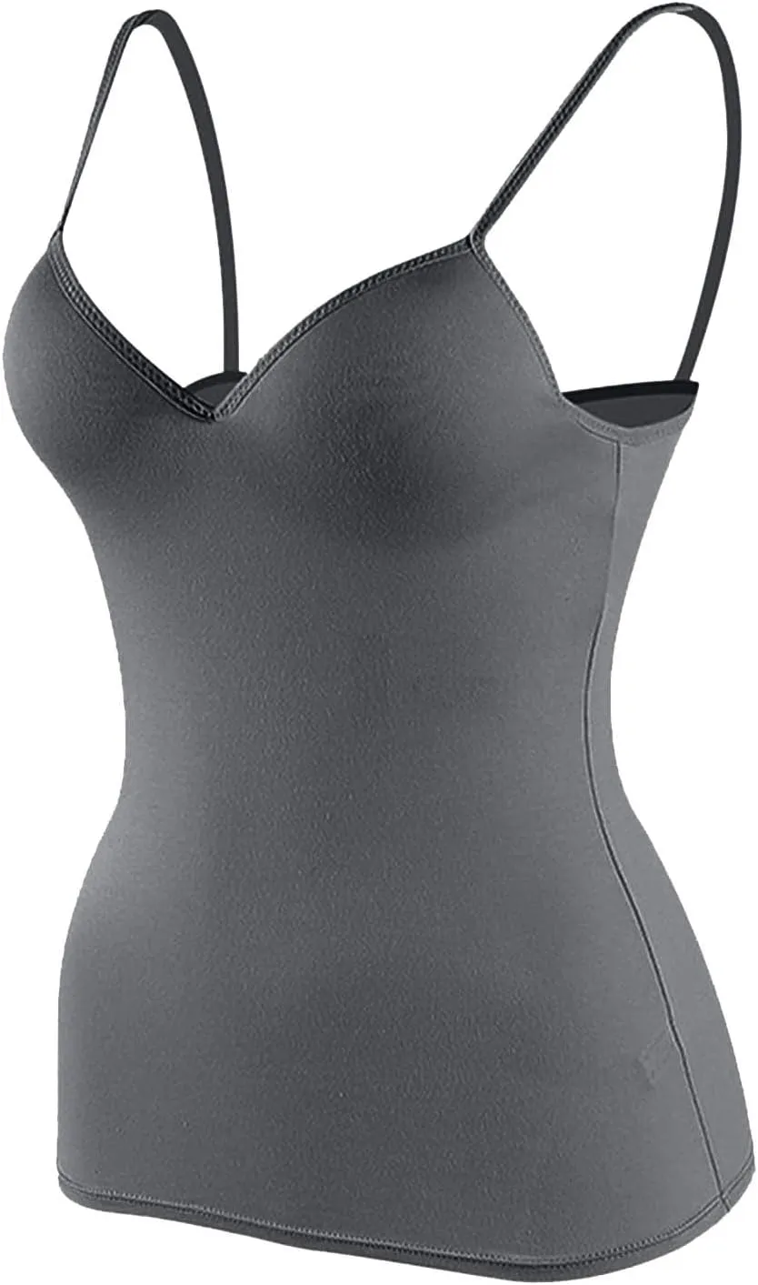Tank Top with Built in Bra for Women 2025 Summer Trendy Casual V Neck Sleeveless Loose fit Shirts Basic Workout Camisole Tees