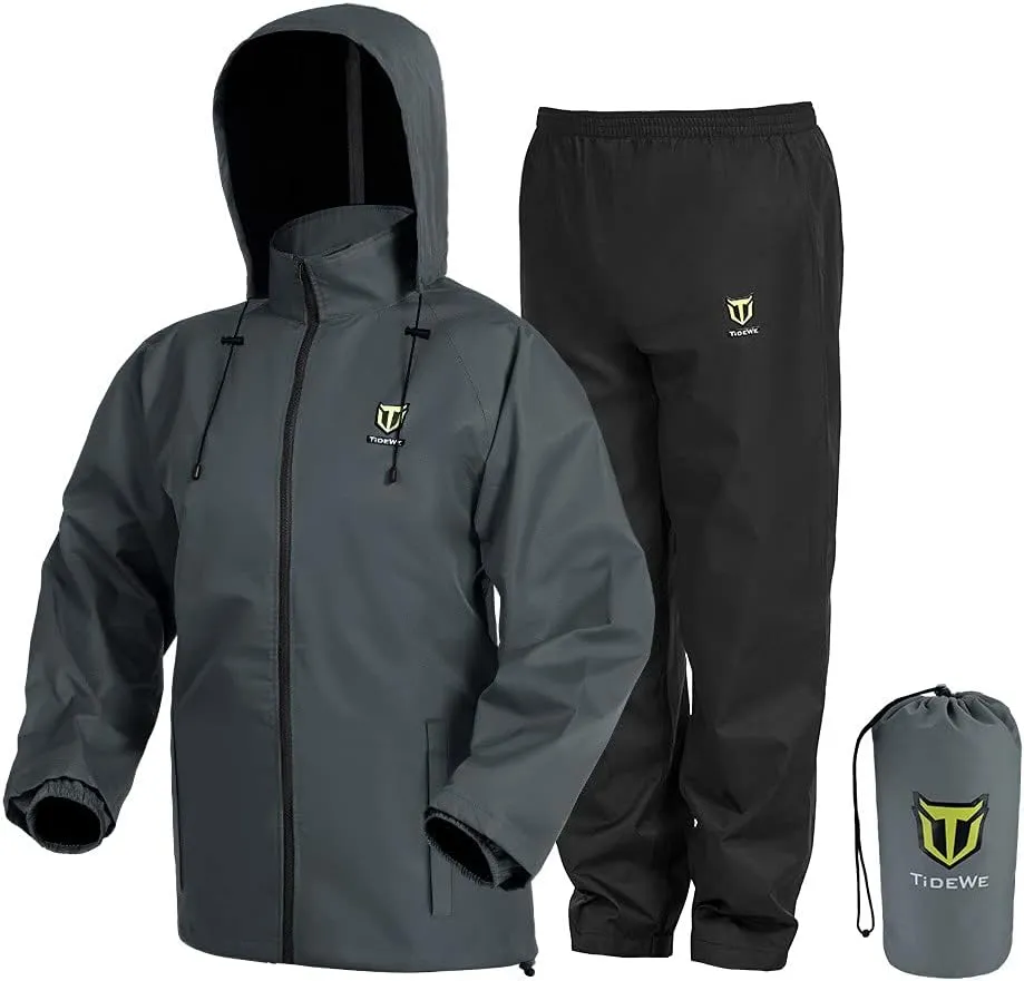 TIDEWE Rain Suit, Waterproof Breathable Lightweight 2 Pieces Rainwear