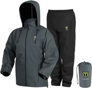 TIDEWE Rain Suit, Waterproof Breathable Lightweight 2 Pieces Rainwear